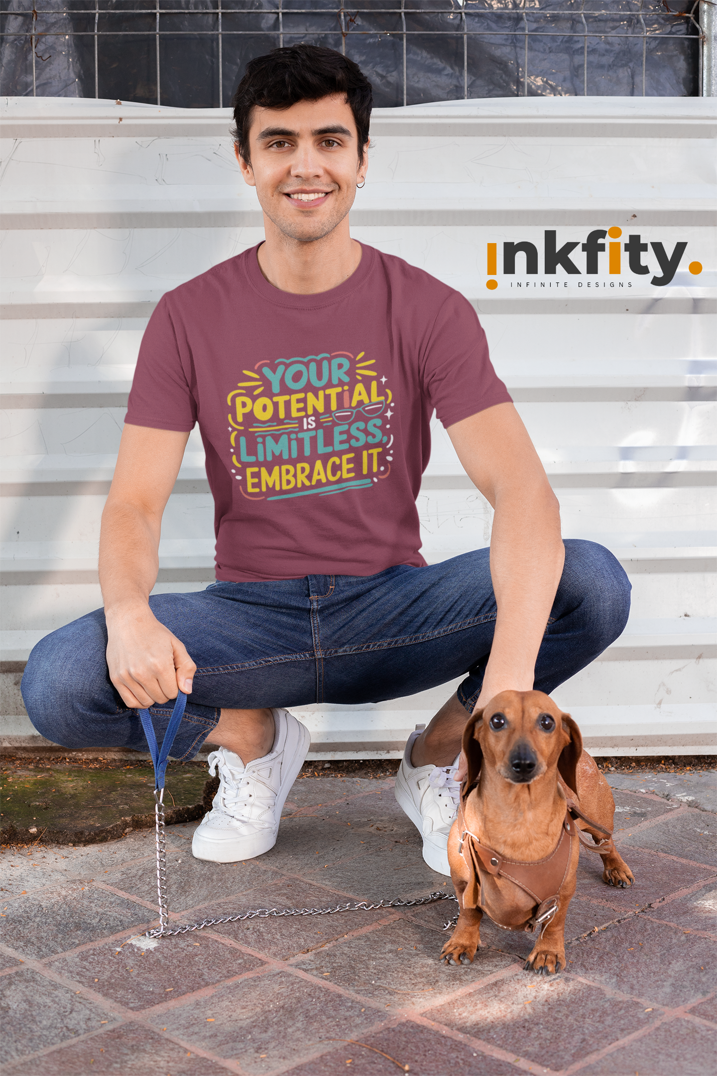 Men's Motivational T-Shirt – "Your Potential is Limitless, Embrace It"_ INKMTMOT001