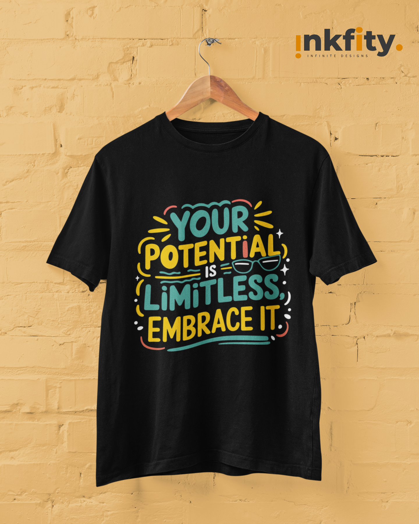 Men's Motivational T-Shirt – "Your Potential is Limitless, Embrace It"_ INKMTMOT001