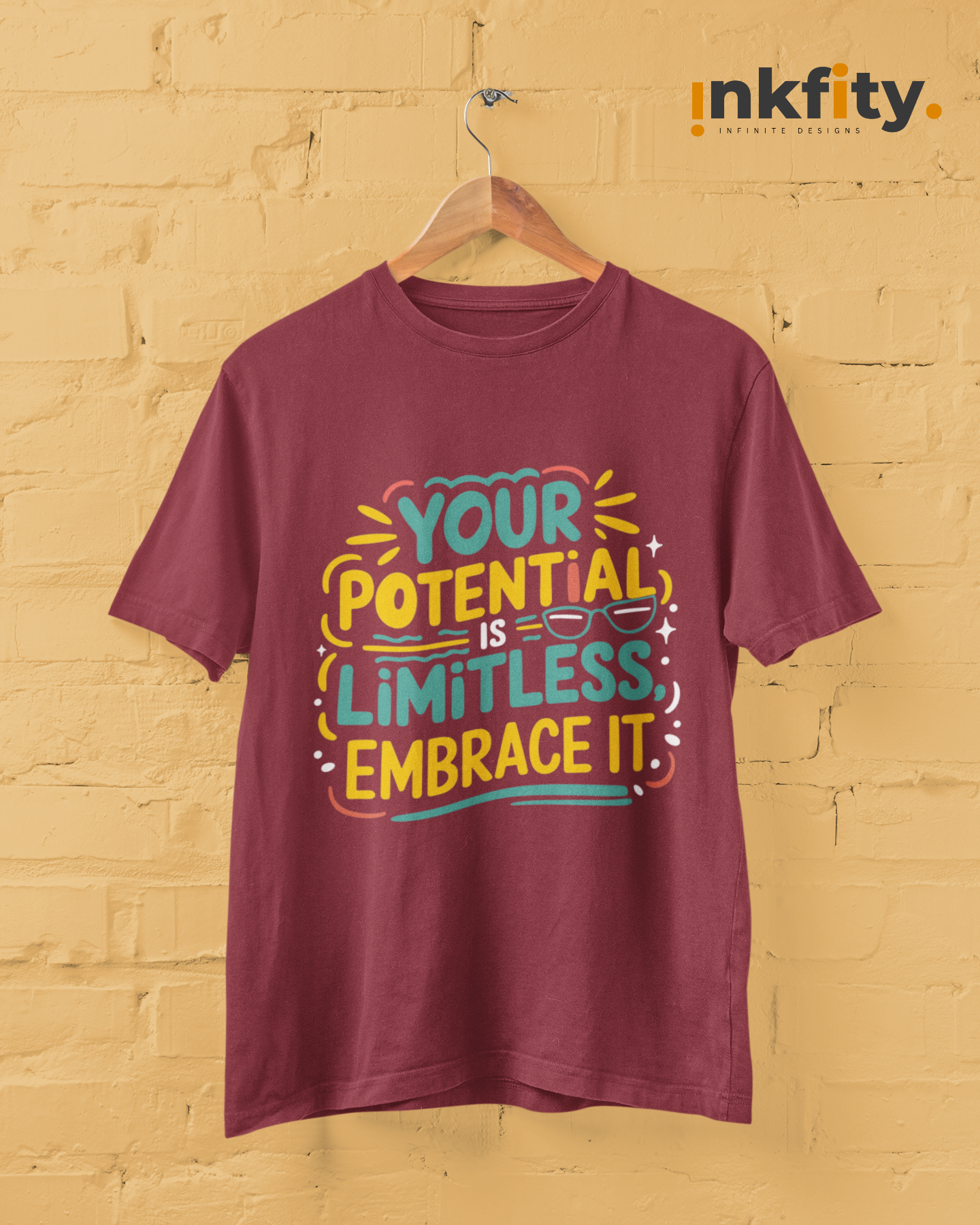 Men's Motivational T-Shirt – "Your Potential is Limitless, Embrace It"_ INKMTMOT001