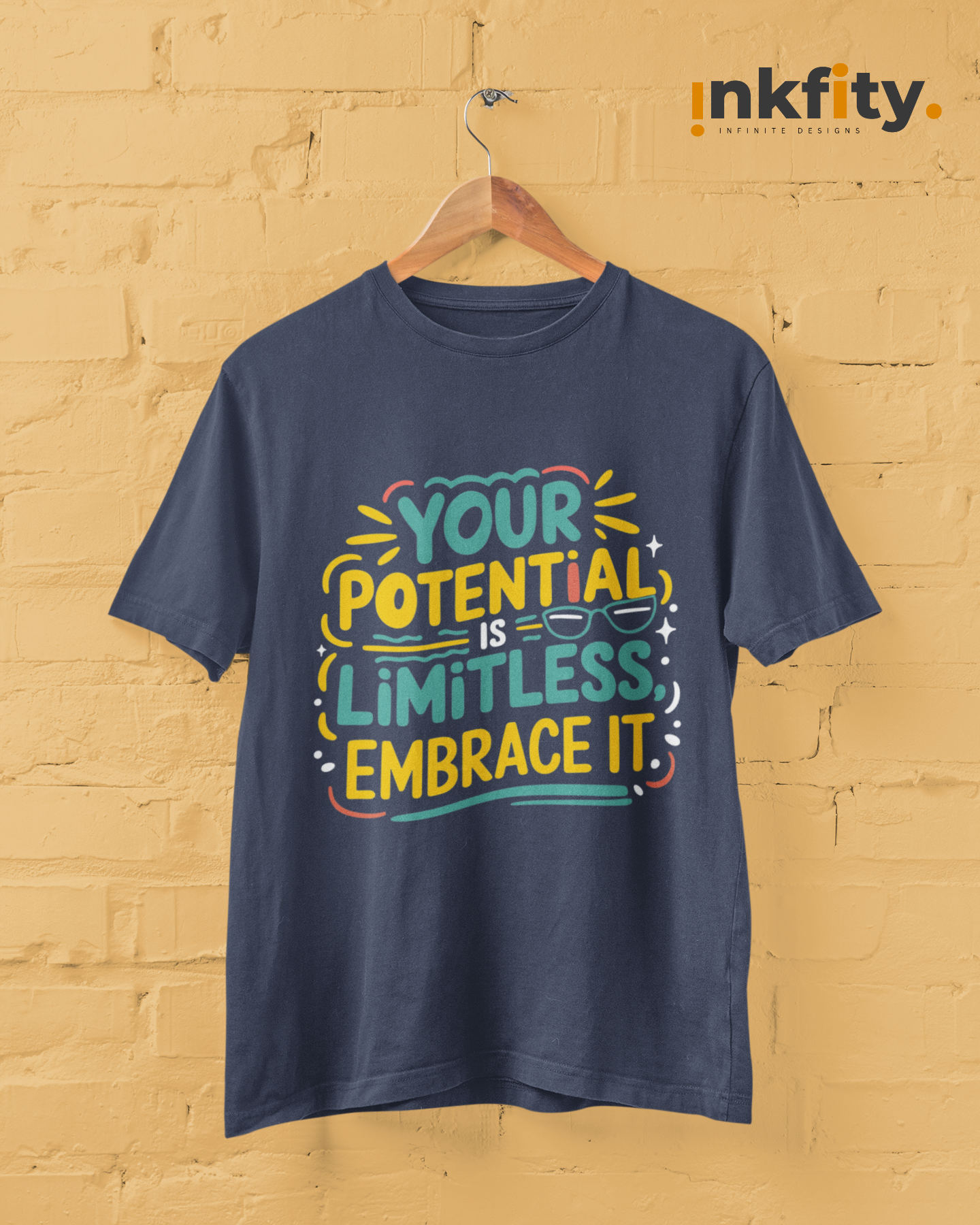 Men's Motivational T-Shirt – "Your Potential is Limitless, Embrace It"_ INKMTMOT001