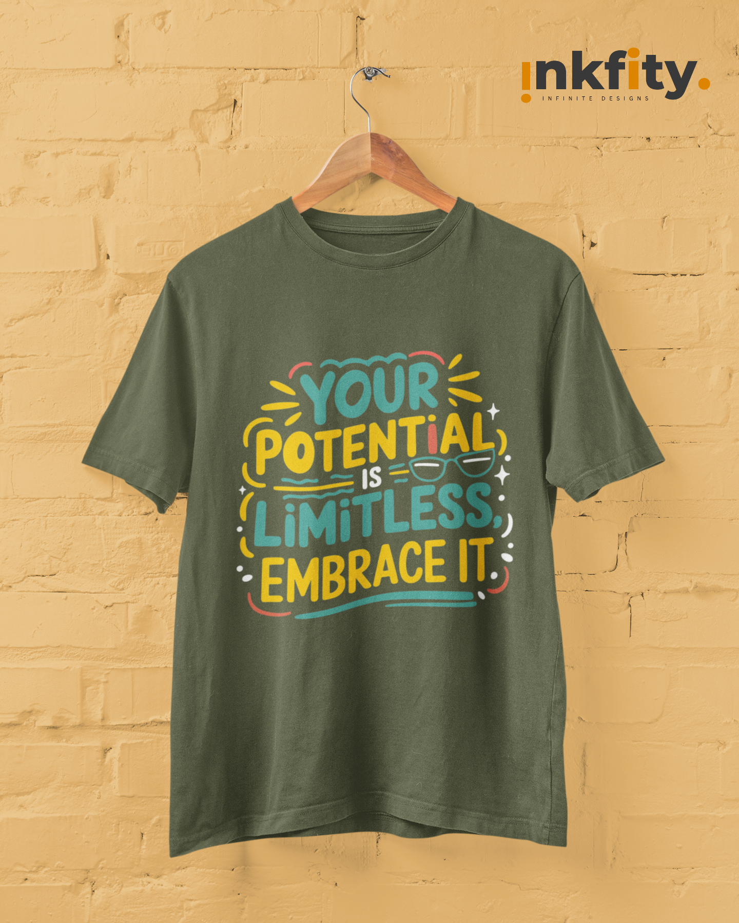 Men's Motivational T-Shirt – "Your Potential is Limitless, Embrace It"_ INKMTMOT001