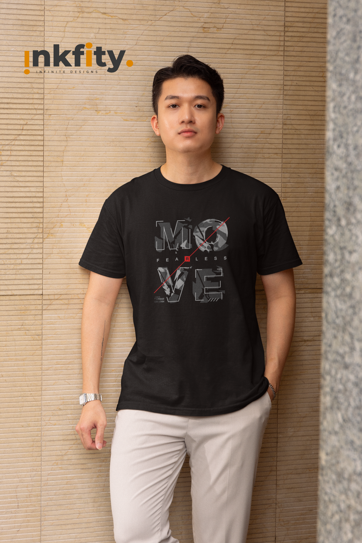 Inkfity Men's Motivational T-Shirt – "Move Fearless " INKMTMOT002