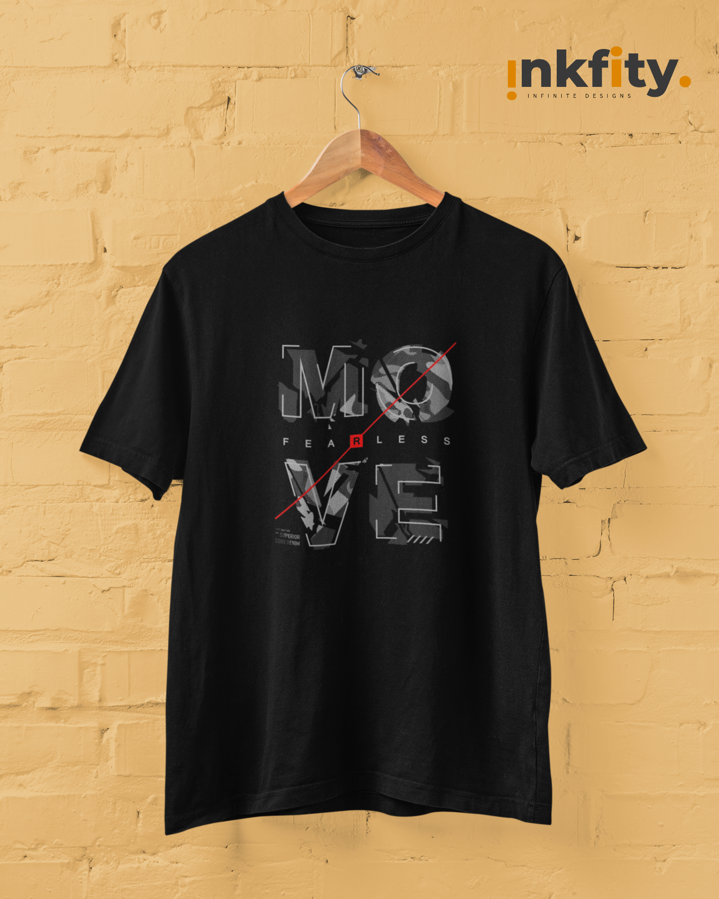 Inkfity Men's Motivational T-Shirt – "Move Fearless " INKMTMOT002