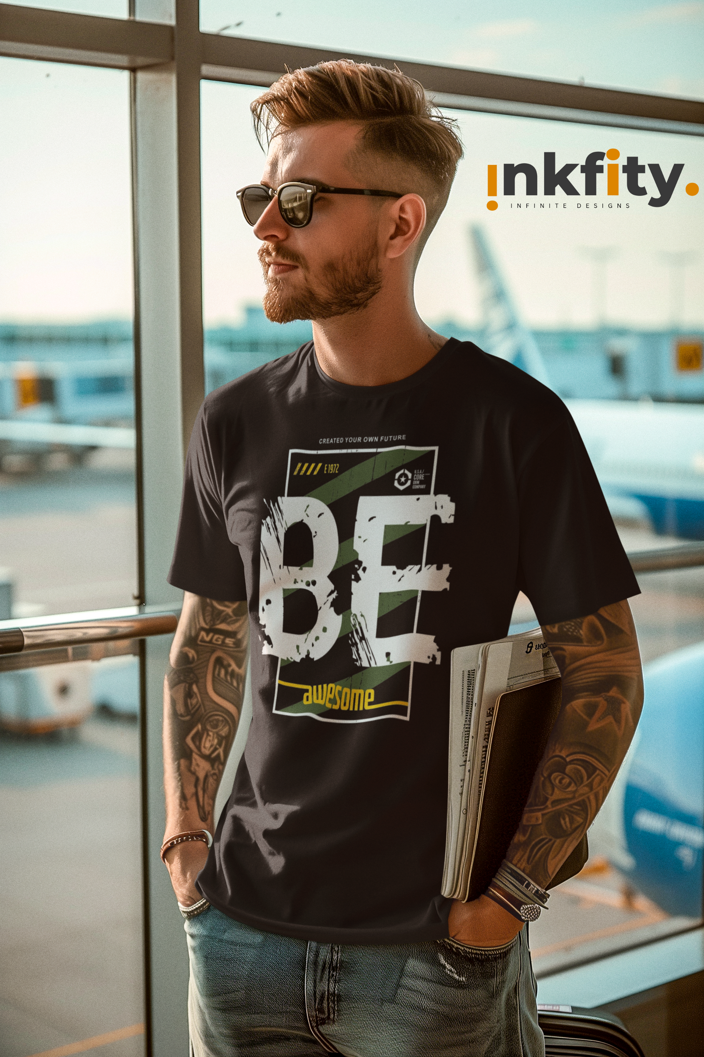 Inkfity Men's Motivational T-Shirt – "Be Awesome" INKMTMOT003