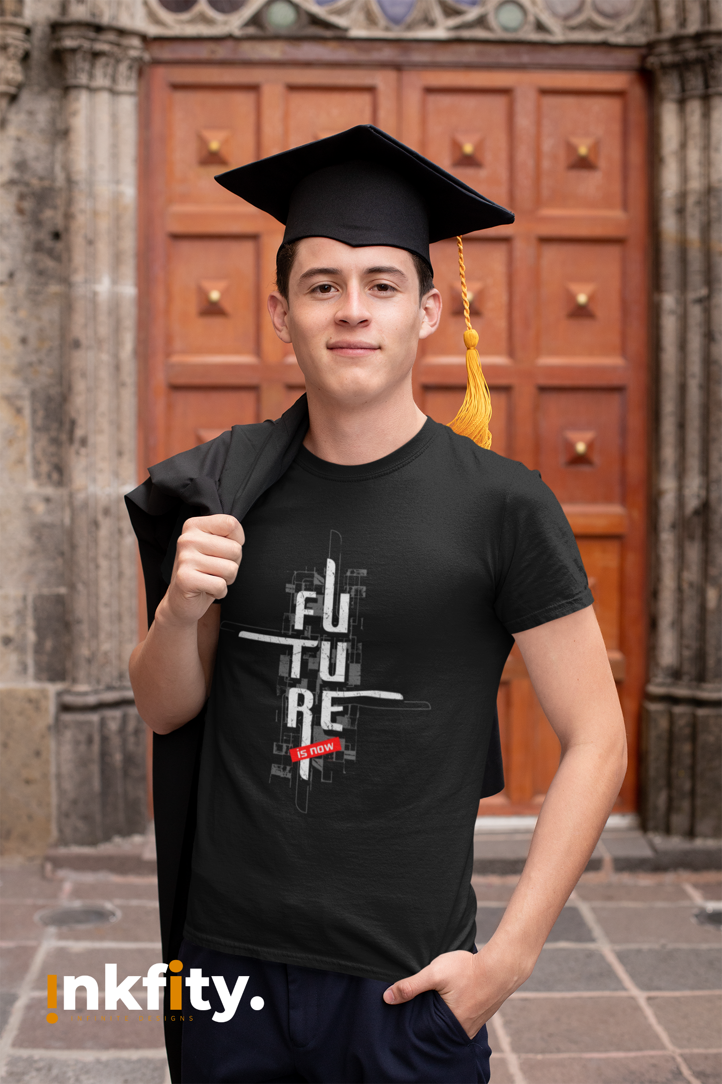 nkfity Men's Motivational T-Shirt – "Future Is Now" INKMTMOT004